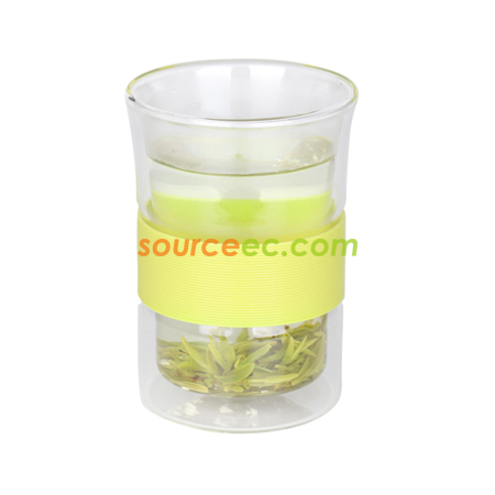 礼品订购260ML硅胶双层玻璃杯广告