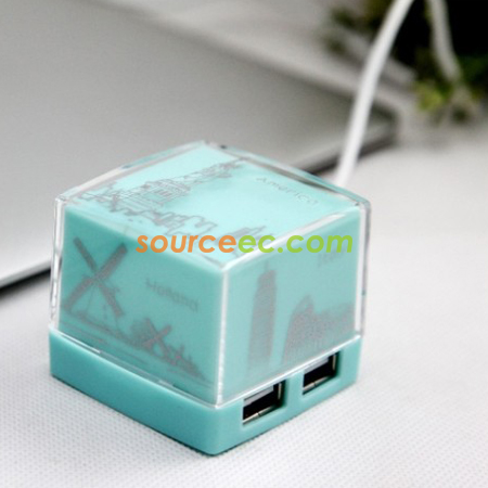 礼品订购七彩立方USB HUB分接口广告