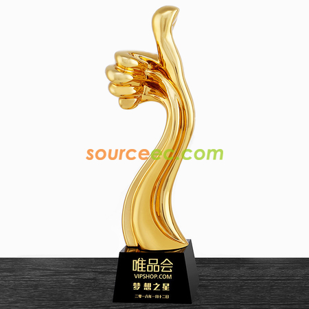 礼品订购点赞一指树脂水晶奖座广告