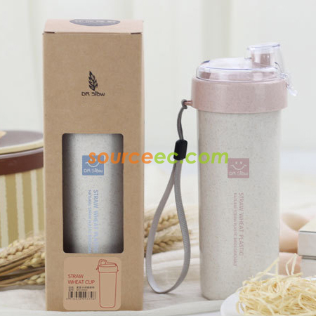 礼品订购400ML小麦秸秆便携泡茶杯广告