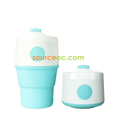 礼品订购350ML 折叠硅胶咖啡杯广告
