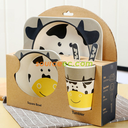 礼品订购儿童竹纤维餐具套装广告