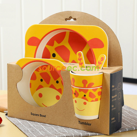 礼品订购儿童竹纤维餐具套装广告