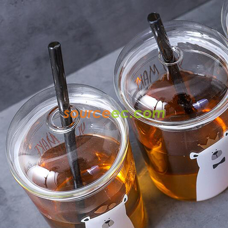 礼品订购550ML吸管玻璃杯广告