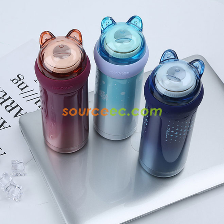 礼品订购350ML 渐变爱心熊保温杯广告