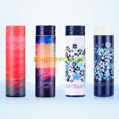 礼品订购500ML 水纹盖直身不锈钢保温杯广告