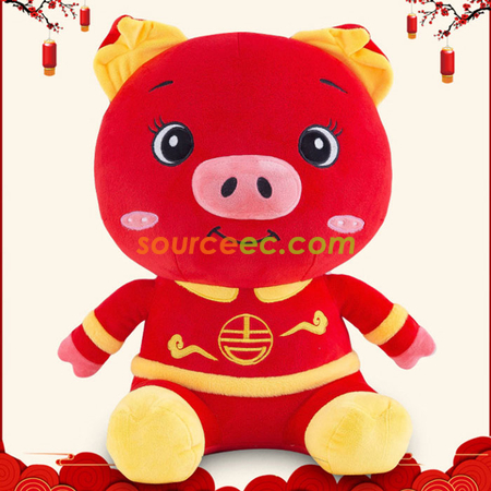 礼品订购吉祥猪毛绒玩具广告