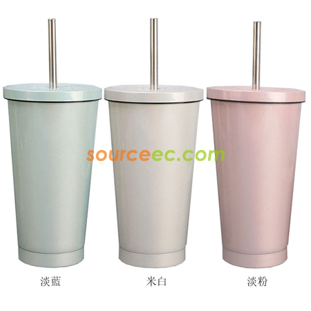 礼品订购500ML不锈钢吸管保温杯广告