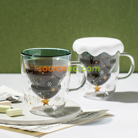 礼品订购250ML 星空圣诞树双层玻璃杯广告