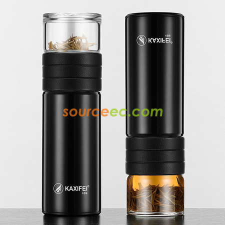 礼品订购450ML 便携式茶水分离玻璃杯广告