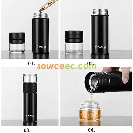 礼品订购450ML 便携式茶水分离玻璃杯广告