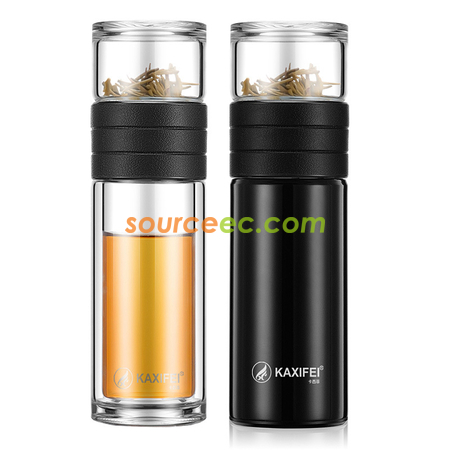 礼品订购450ML 便携式茶水分离玻璃杯广告