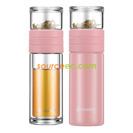 礼品订购450ML 便携式茶水分离玻璃杯广告