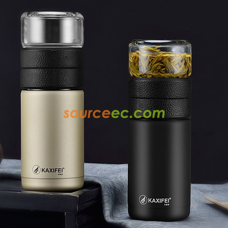 礼品订购600ML 便携式茶水分离玻璃杯广告
