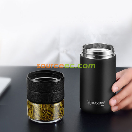 礼品订购600ML 便携式茶水分离玻璃杯广告