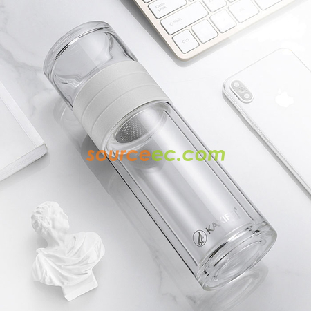 礼品订购450 ML 便携式茶水分离玻璃杯广告