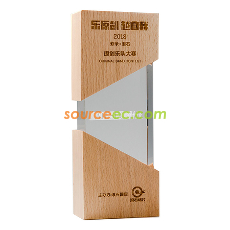 礼品订购木质水晶奖座广告