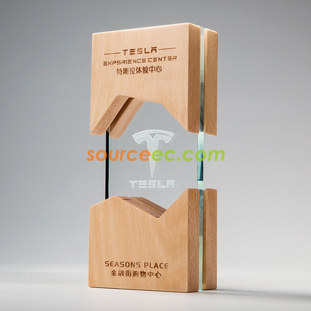 礼品订购木质水晶奖座广告