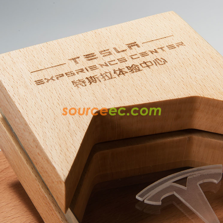 礼品订购木质水晶奖座广告