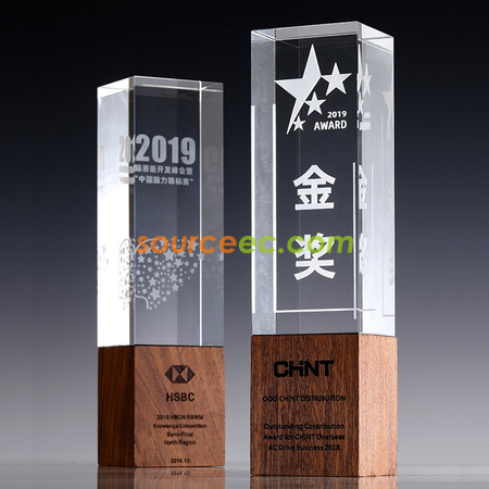 礼品订购木质水晶奖座广告