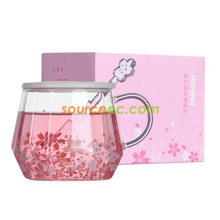 礼品订购钻石樱花玻璃杯广告