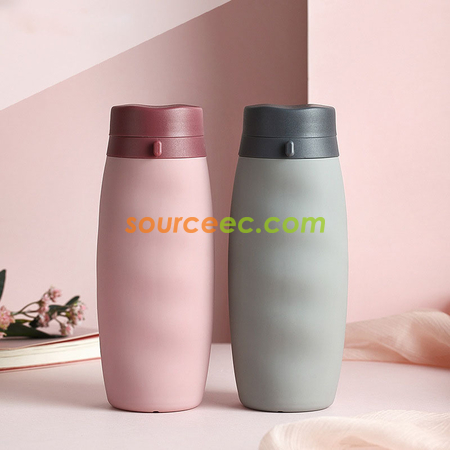 卷卷矽胶折叠水樽600ML