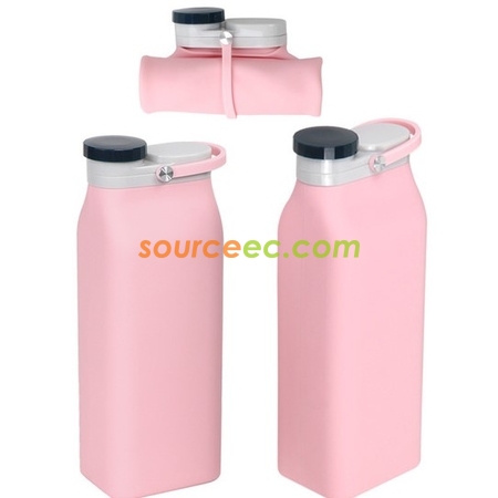 礼品订购牛奶盒硅胶折叠水樽400ML-600ML广告