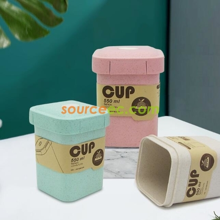 礼品订购550ML 小麦秸秆纤维咖啡杯广告