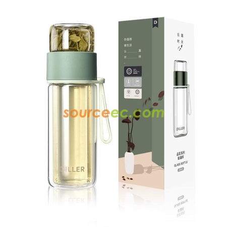礼品订购280ML 便携式茶水分离玻璃杯广告