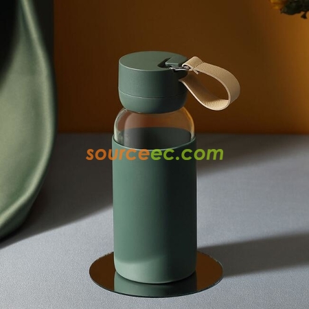 礼品订购400ML玻璃杯硅胶防烫水杯广告