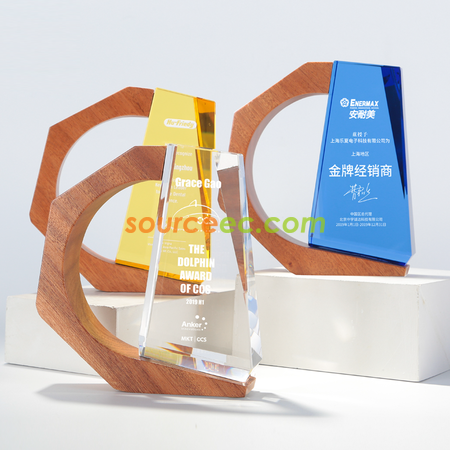礼品订购实木水晶奖座广告