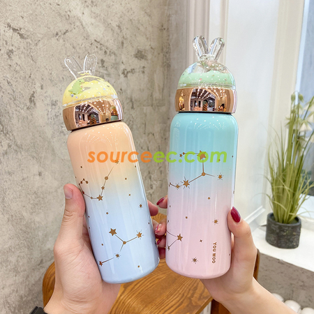 礼品订购兔子渐变色保温杯广告