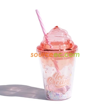 礼品订购380ML塑料吸管杯广告