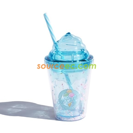 礼品订购380ML塑料吸管杯广告