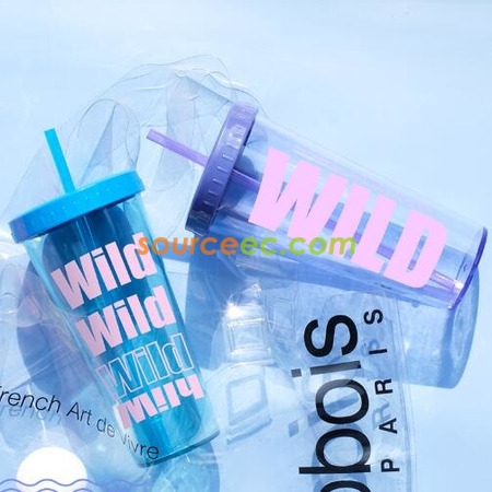 礼品订购640ML塑料吸管杯广告