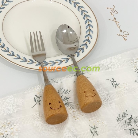 礼品订购笑脸不锈钢餐具广告