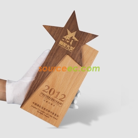 礼品订购实木奖座广告