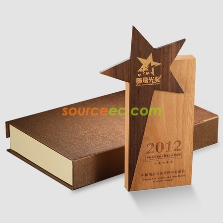 礼品订购实木奖座广告
