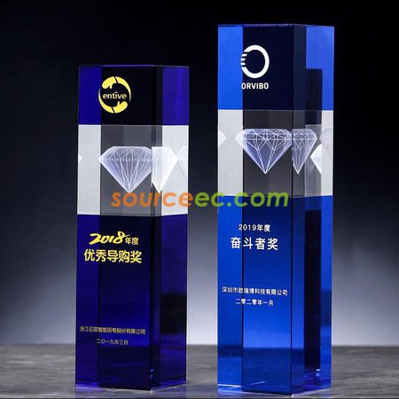 钻石方柱水晶奖座