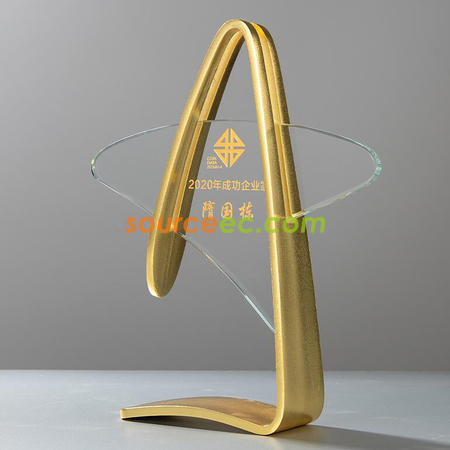 礼品订购创意金银铜水晶金属奖座广告