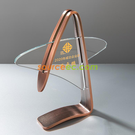 礼品订购创意金银铜水晶金属奖座广告