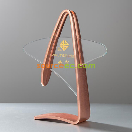 礼品订购创意金银铜水晶金属奖座广告