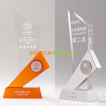 礼品订购金属切面水晶奖座广告