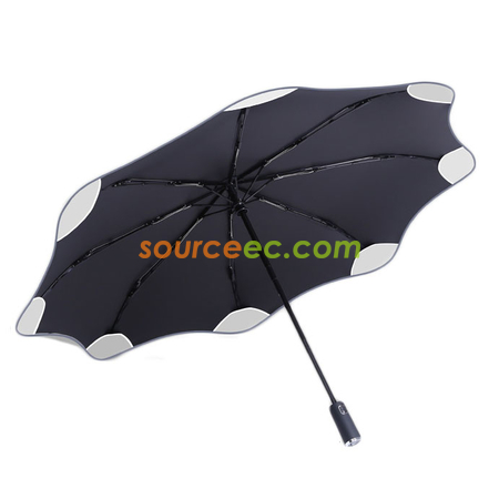 礼品订购反光条安全角雨伞梅花角折叠雨伞广告