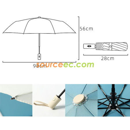 礼品订购小清新三折自动晴雨伞广告