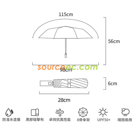 礼品订购三折广告伞黑胶遮阳伞折叠防晒防紫外线太阳伞晴雨伞商务礼品广告