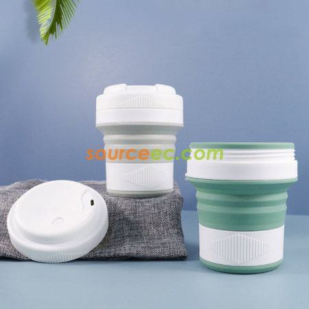 礼品订购450ML 折叠硅胶咖啡杯广告