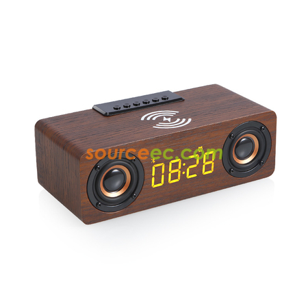 礼品订购便携蓝牙音箱多功能手机无线充小音响U盘TF插卡FM时钟闹钟低音炮广告