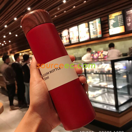 礼品订购木纹304不锈钢保温杯广告