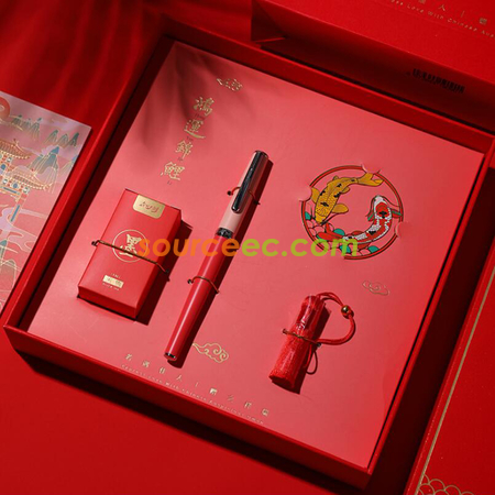 礼品订购礼品钢笔书签鸿运锦鲤礼盒套装广告